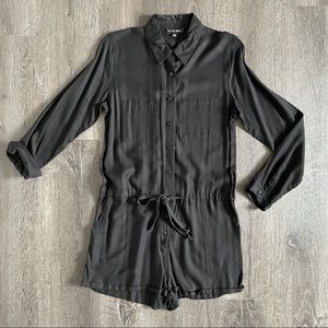 Black Long sleeves button Down Romper (S)